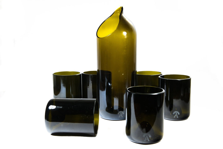 Ensemble carafe et 6 verres noirs (finition satinée)