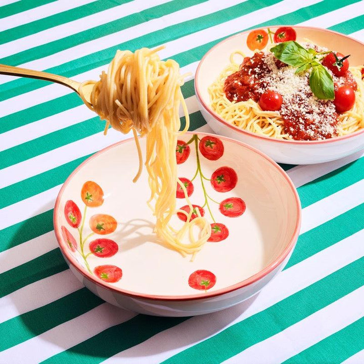 Set of 2 Handmade Pomodoro Pasta Bowls - ROSE BALIMBA