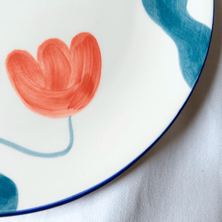 Set of 2 Large Flower Dinner Plates - ROSE BALIMBA
