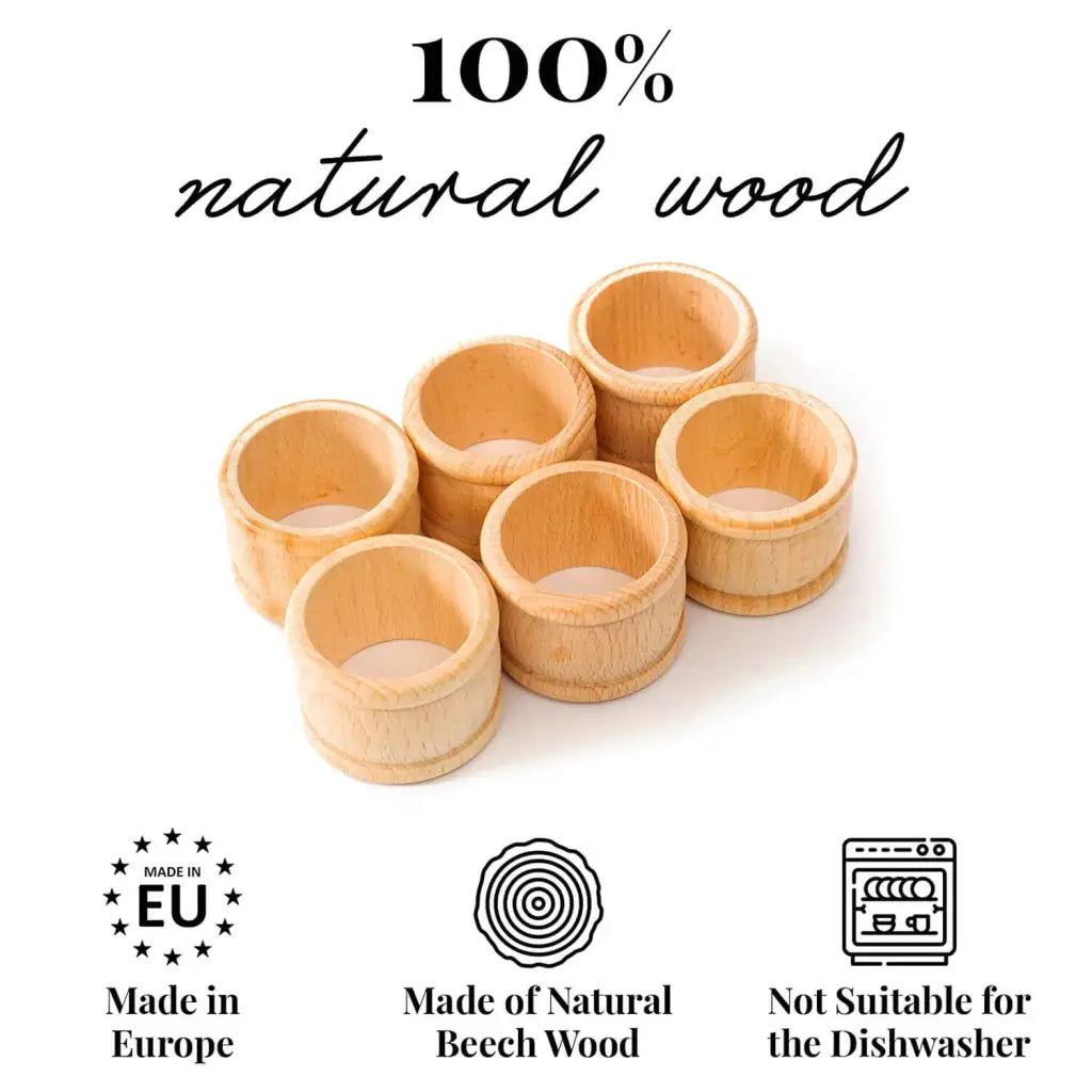 Ensemble de 6 ronds de serviettes en bois européen durable Ronds de serviettes Tuuli