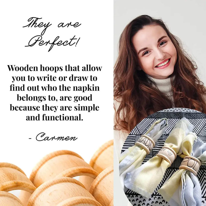 Ensemble de 6 ronds de serviettes en bois européen durable Ronds de serviettes Tuuli