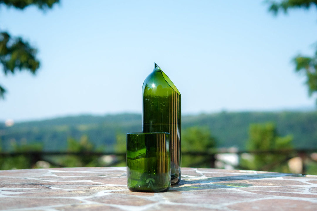 Ensemble carafe et 4 verres verts (finition brillante)