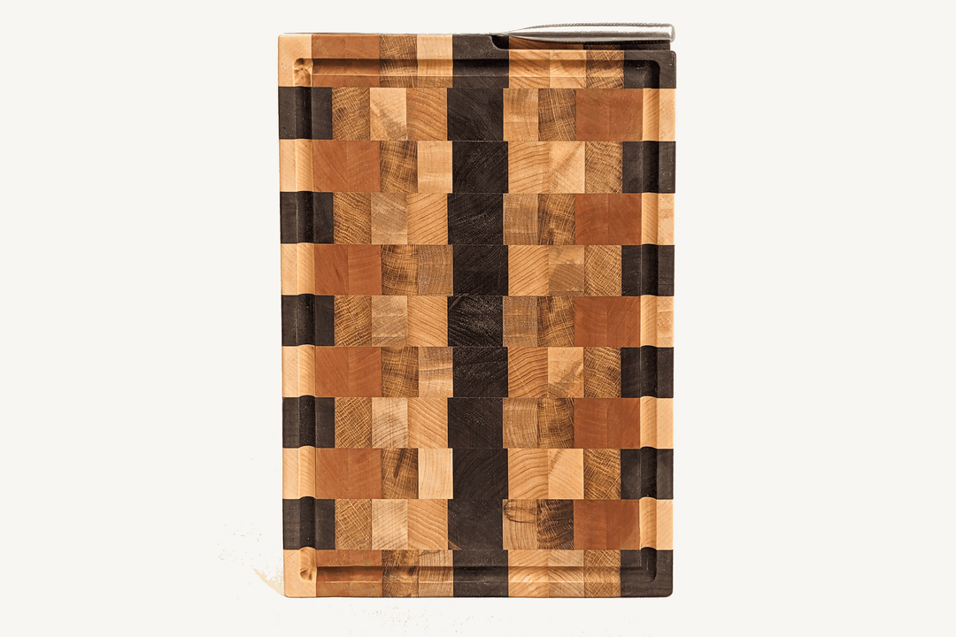 Billot de cuisine artisanal BARRIG avec porte-couteau aimanté – Billot en bois massif made in France