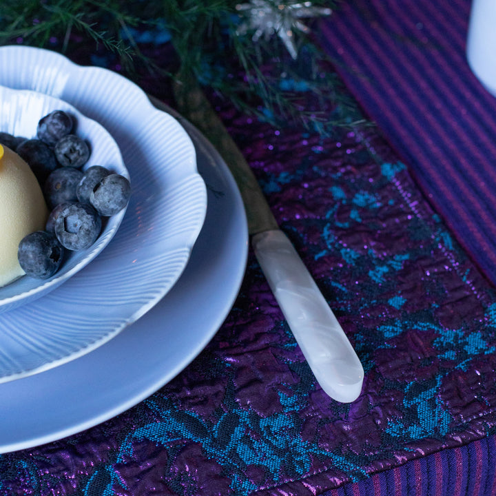 Set de table motif fleuri bleu électrique et violet Cosmic Purple - Lot de 2